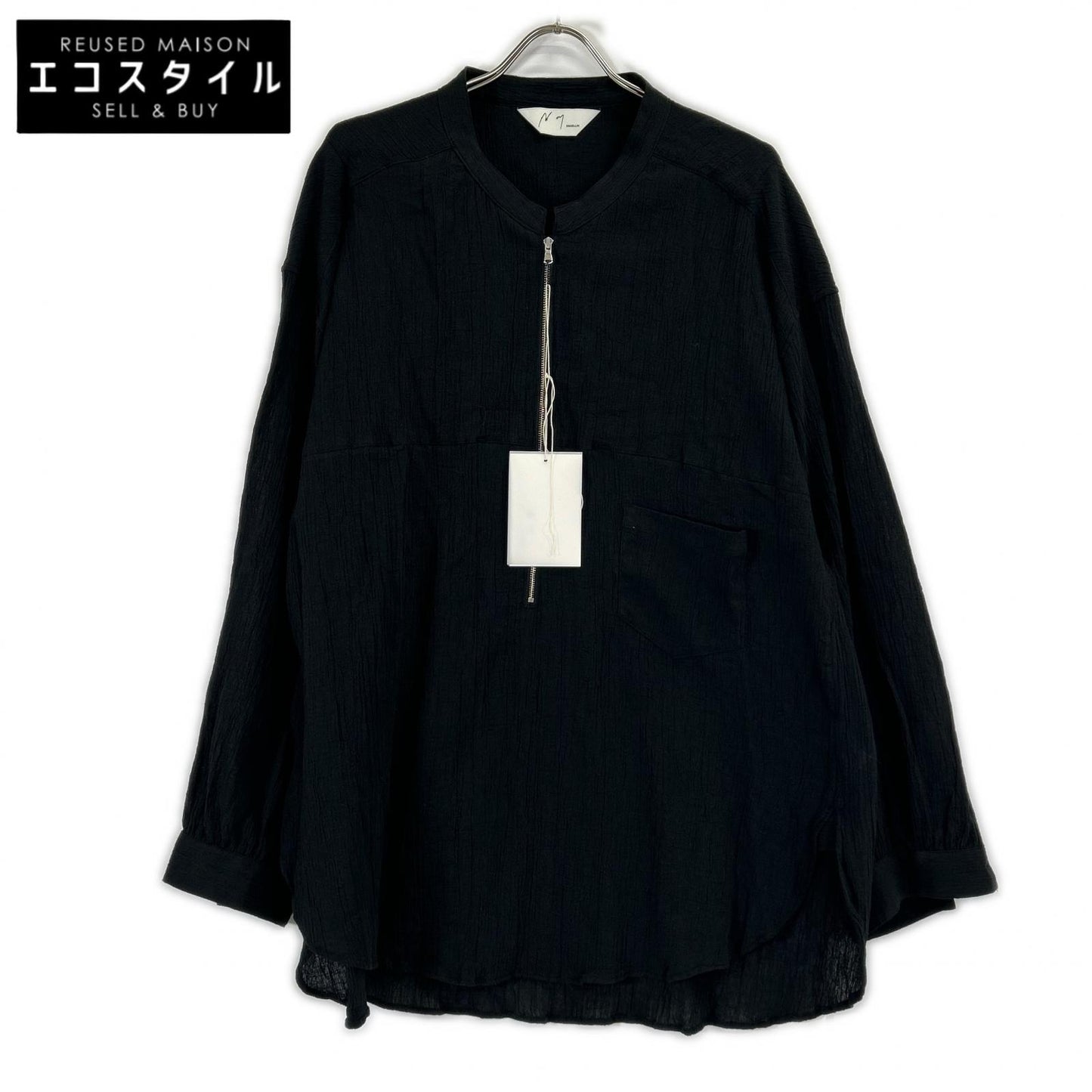 26SS ANC-SH94 ﾌﾞﾗｯｸ CREPE HALF ZIP SHIRT トップス 2 メンズ