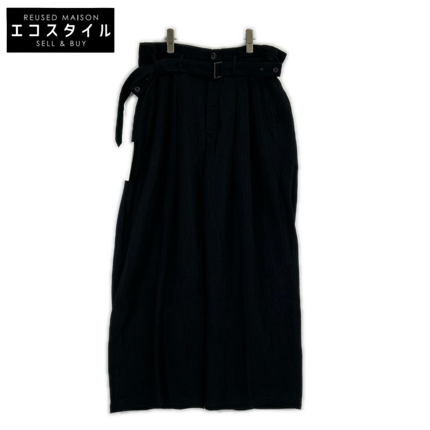 26SS ANC-PT122 ﾌﾞﾗｯｸ BELTED CREPE TUCK SLACKS ボトムス 2 メンズ