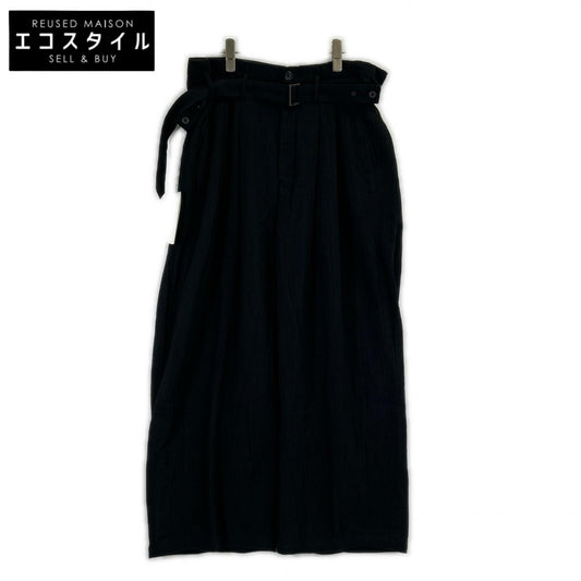 26SS ANC-PT122 ﾌﾞﾗｯｸ BELTED CREPE TUCK SLACKS ボトムス 2 メンズ