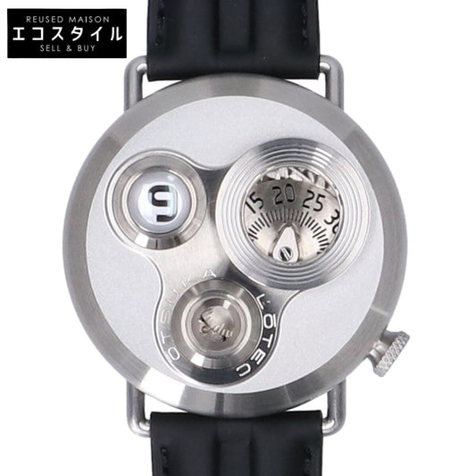 7.5号 ｼﾙﾊﾞｰ×ﾌﾞﾗｯｸ SS ｶｰﾌﾚｻﾞｰﾍﾞﾙﾄ AT 腕時計 腕時計 - メンズ