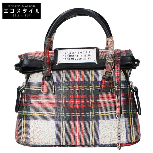 Maison margiela メゾンマルジェラ 美品 国内正規 S56WG0081 5AC マイクロ ラムスキン タータンチェック クラッシュ加工 2WAYチェーンショルダーバッグ ハンドバッグ