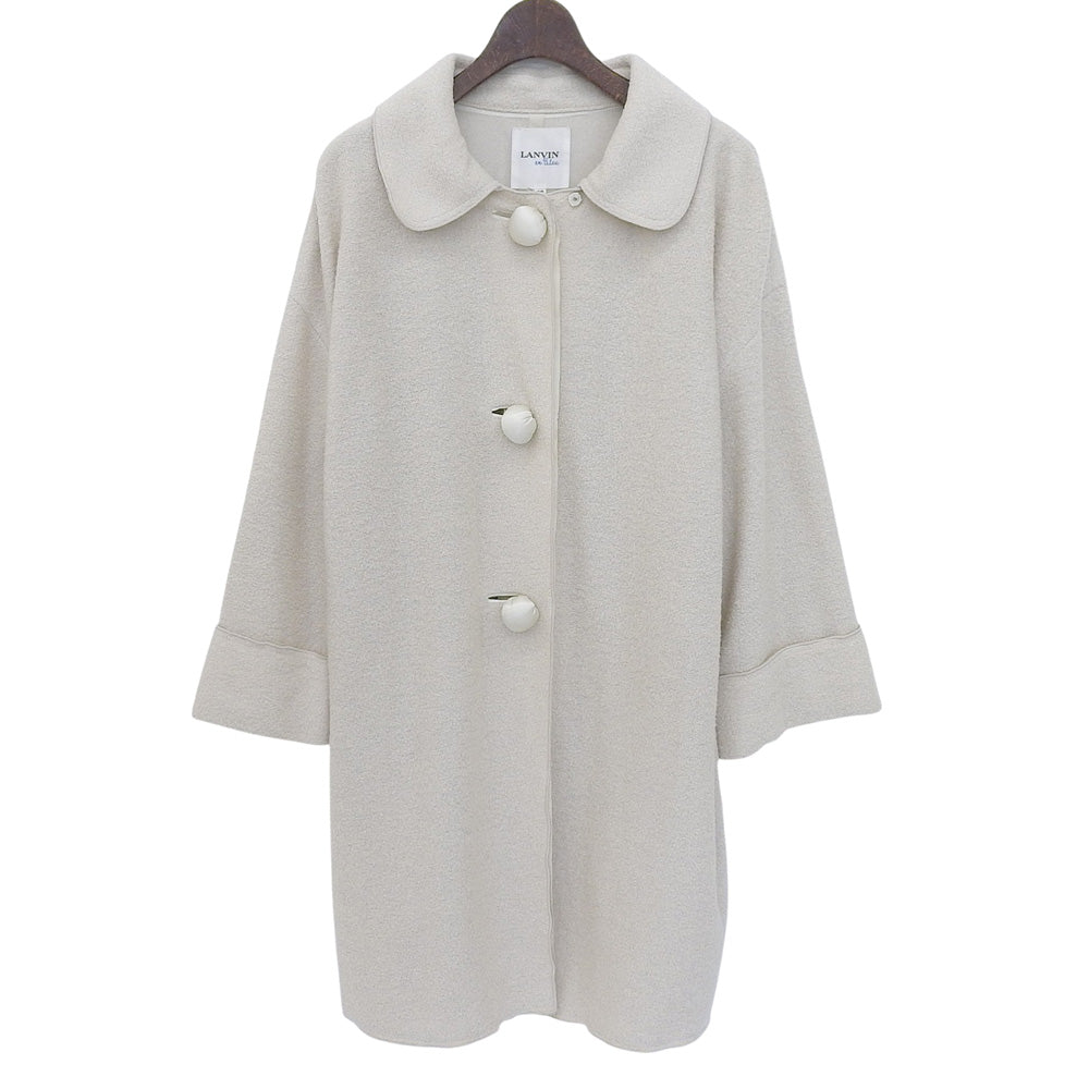 LANVIN en Bleu ランバンオンブルー ライトベージュ クルミボタン ラウンドカラー コート レディース 36 コート