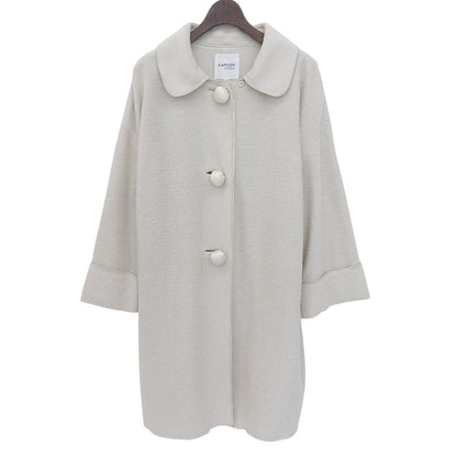 LANVIN en Bleu ランバンオンブルー ライトベージュ クルミボタン ラウンドカラー コート レディース 36 コート