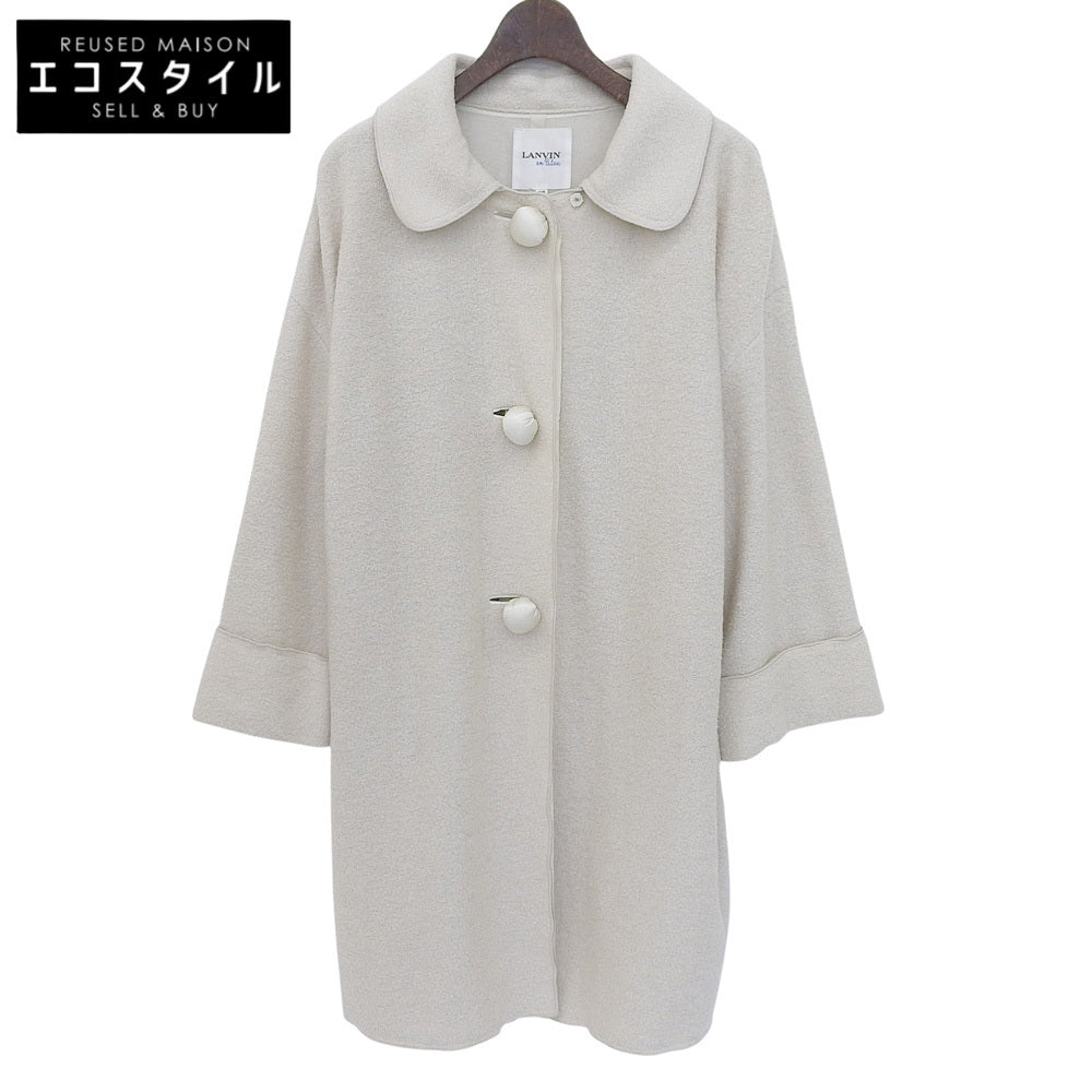 LANVIN en Bleu ランバンオンブルー ライトベージュ クルミボタン ラウンドカラー コート レディース 36 コート
