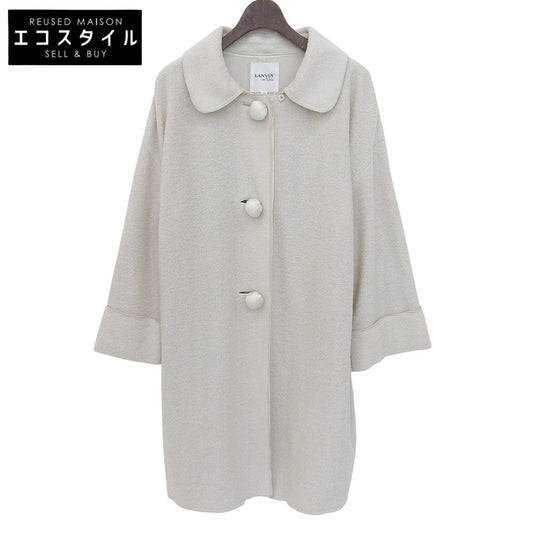 LANVIN en Bleu ランバンオンブルー ライトベージュ クルミボタン ラウンドカラー コート レディース 36 コート