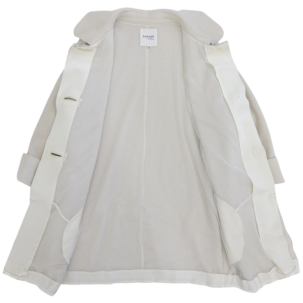 LANVIN en Bleu ランバンオンブルー ライトベージュ クルミボタン ラウンドカラー コート レディース 36 コート