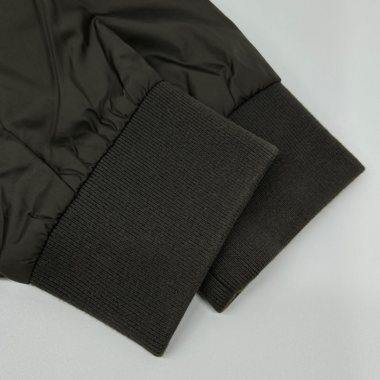 MONCLER モンクレール カーキ MAGLIA CARDIGAN ナイロン切り替え フーデッド ジップアップパーカ ジャケット