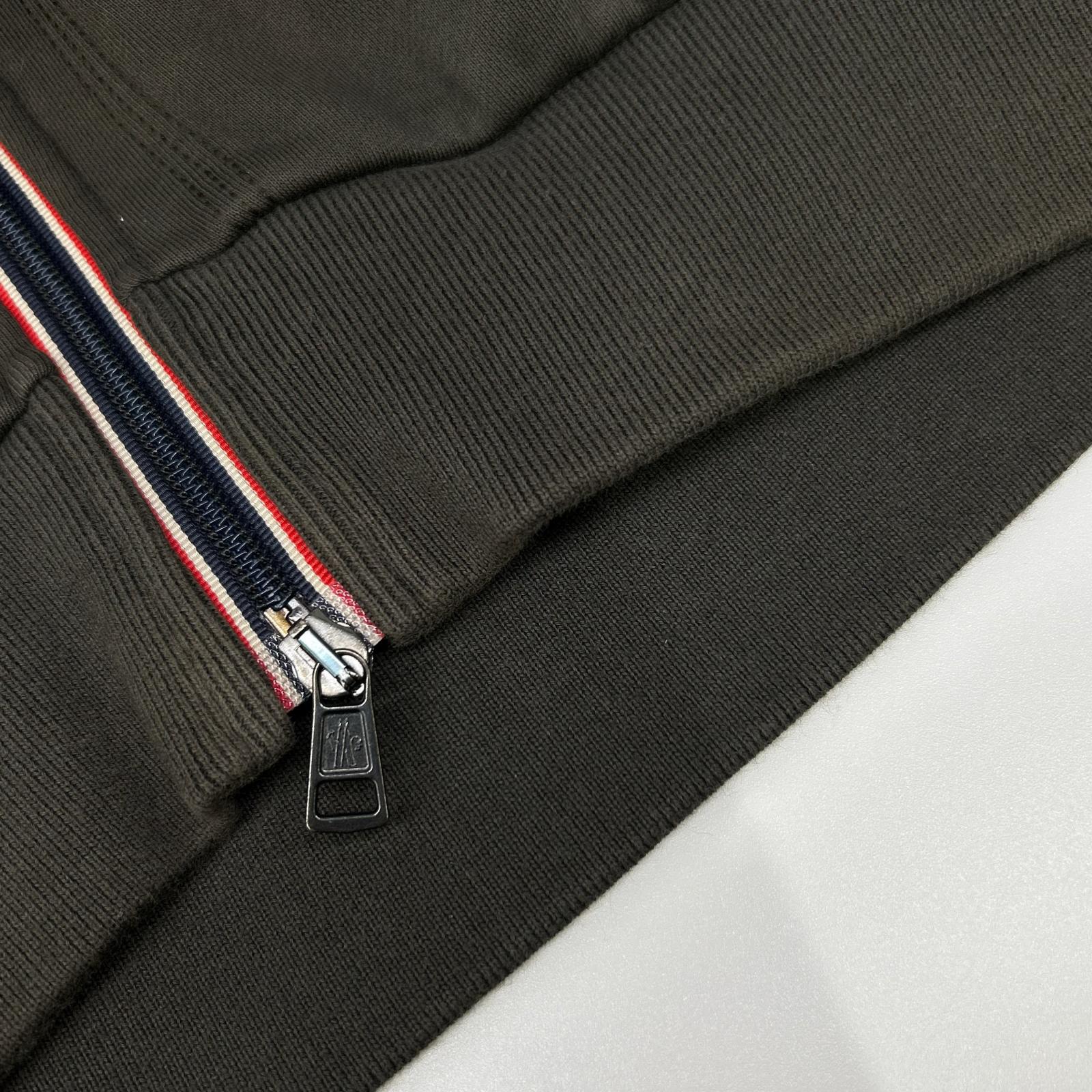 MONCLER モンクレール カーキ MAGLIA CARDIGAN ナイロン切り替え フーデッド ジップアップパーカ ジャケット