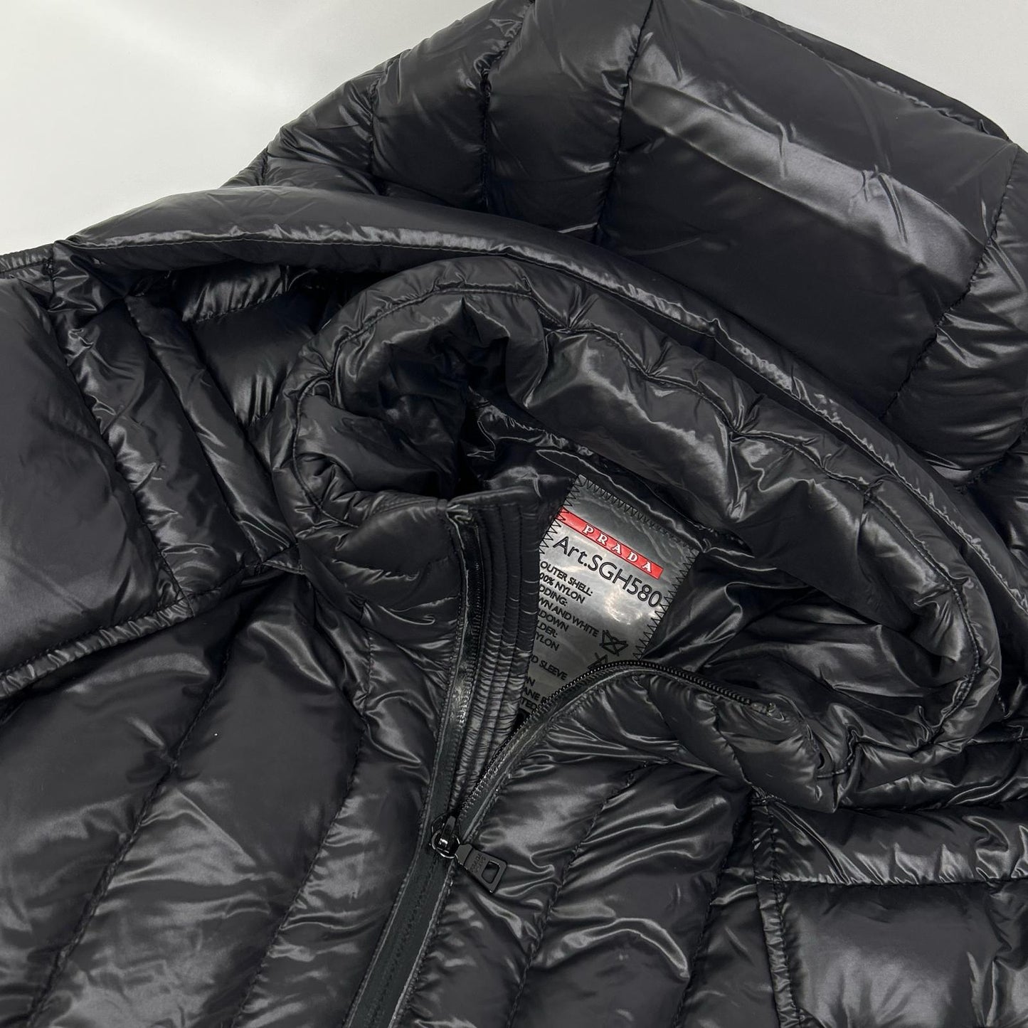 PRADA SPORT SGH580 Black Nylon Paneled Down Jacket