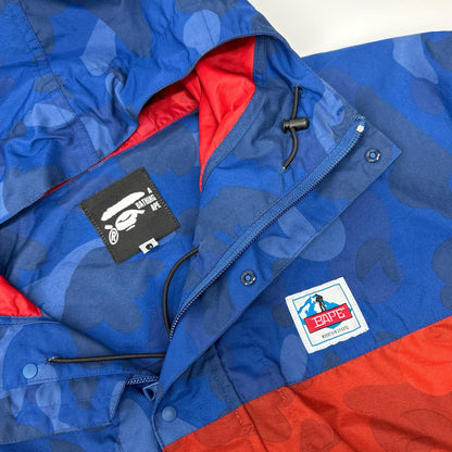 A BATHING APE BAPE 001LJA301009X 红蓝色猿猴迷彩尼龙登山套头衫夹克