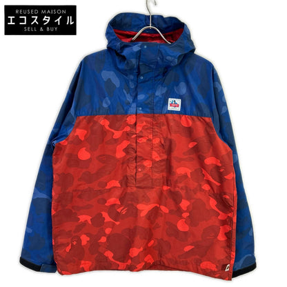 A BATHING APE BAPE 001LJA301009X 红蓝色猿猴迷彩尼龙登山套头衫夹克