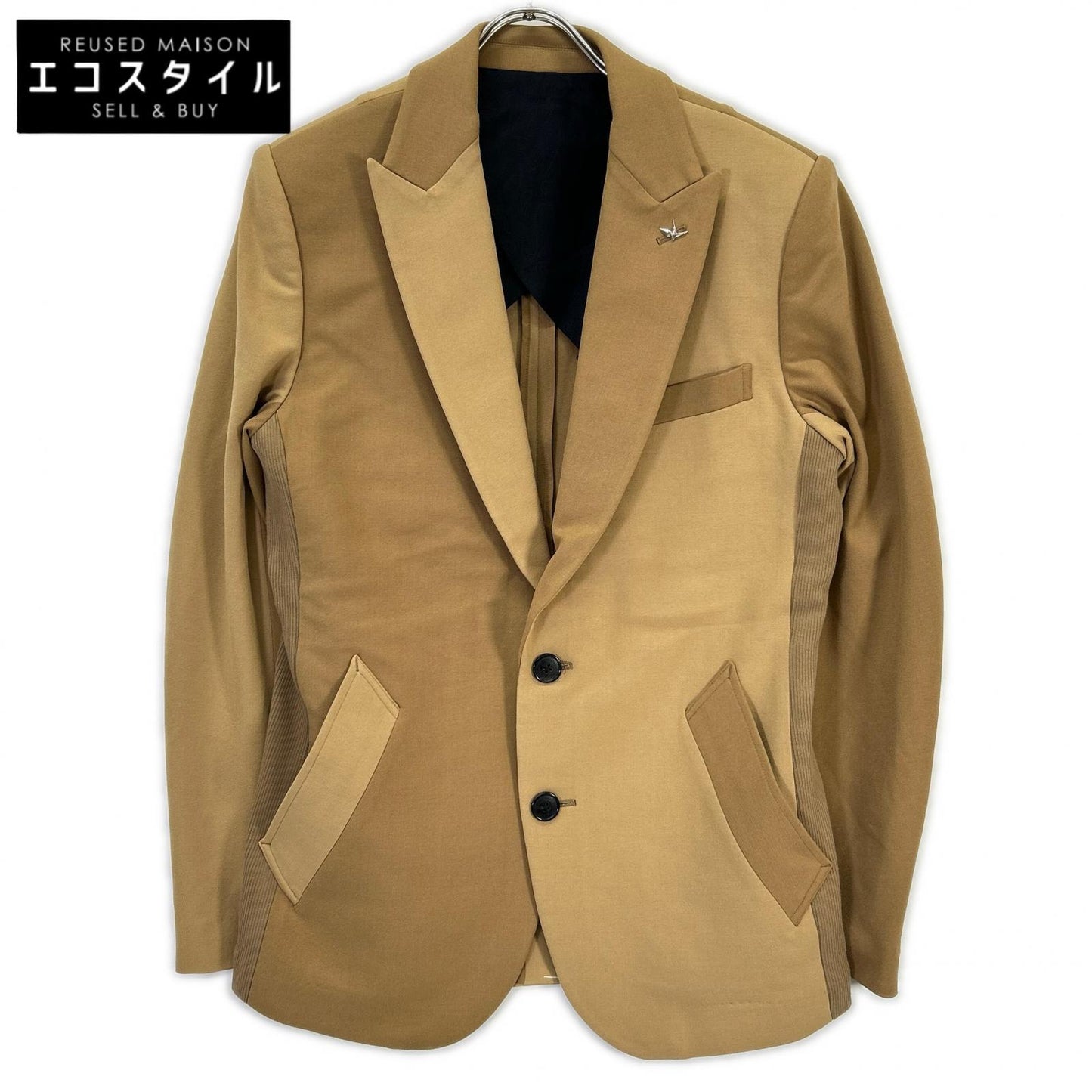 MRB688-POE504 BEIGE CRAZY RIB JKT 2-TONE 2B TAILORED JACKET IV Men's Jacket