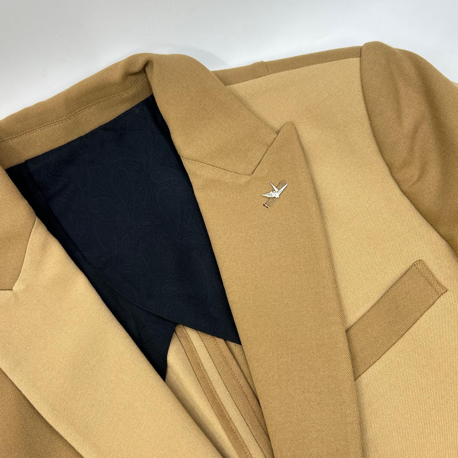 MRB688-POE504 BEIGE CRAZY RIB JKT 2-TONE 2B TAILORED JACKET IV Men's Jacket
