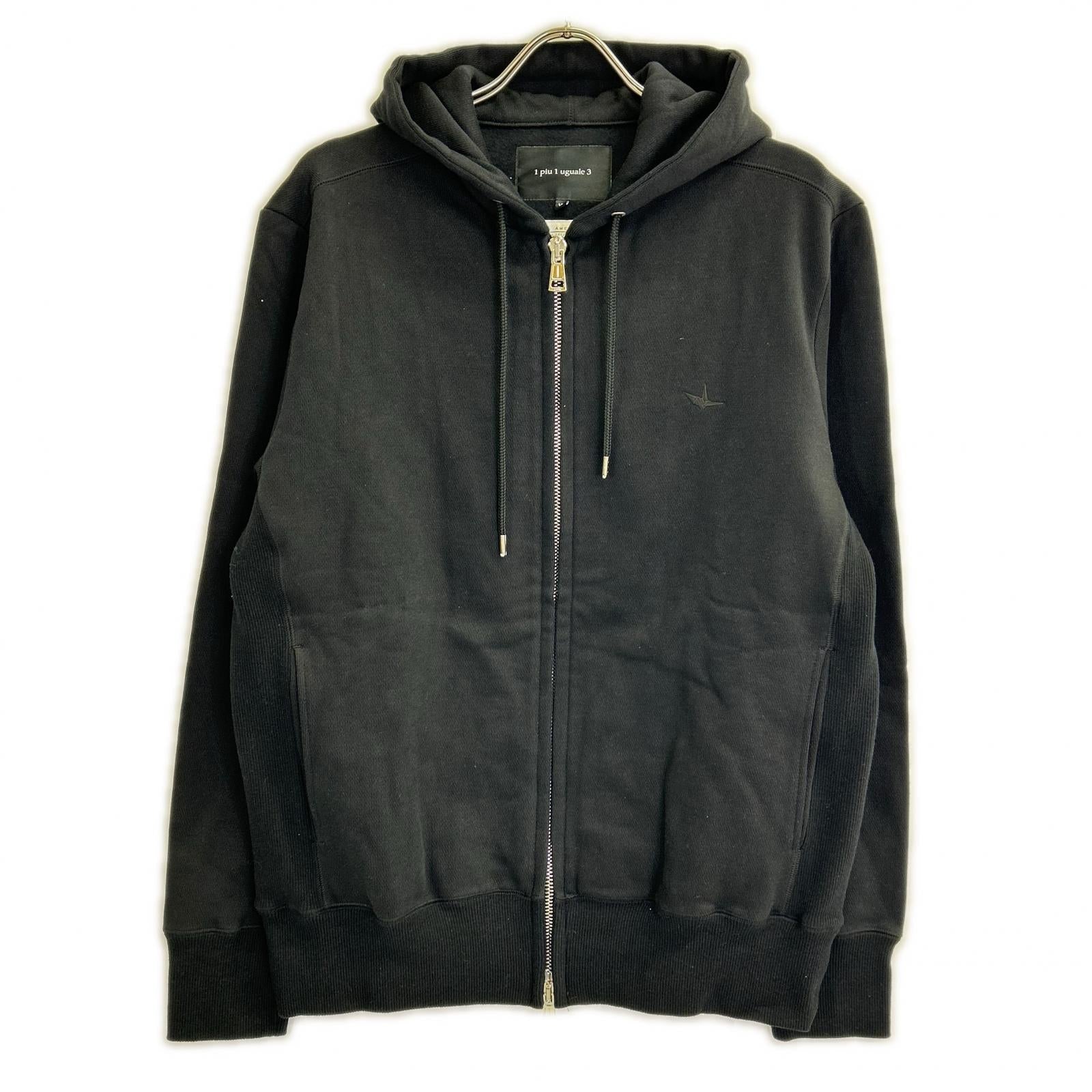 MRB659-COT396 BLACK SIC ZIP HOODED Side Rib Knit Zip-Up Parka Jacket Tops VII Men's