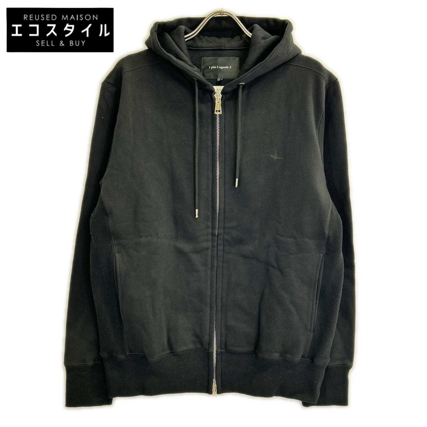 MRB659-COT396 BLACK SIC ZIP HOODED Side Rib Knit Zip-Up Parka Jacket Tops VII Men's