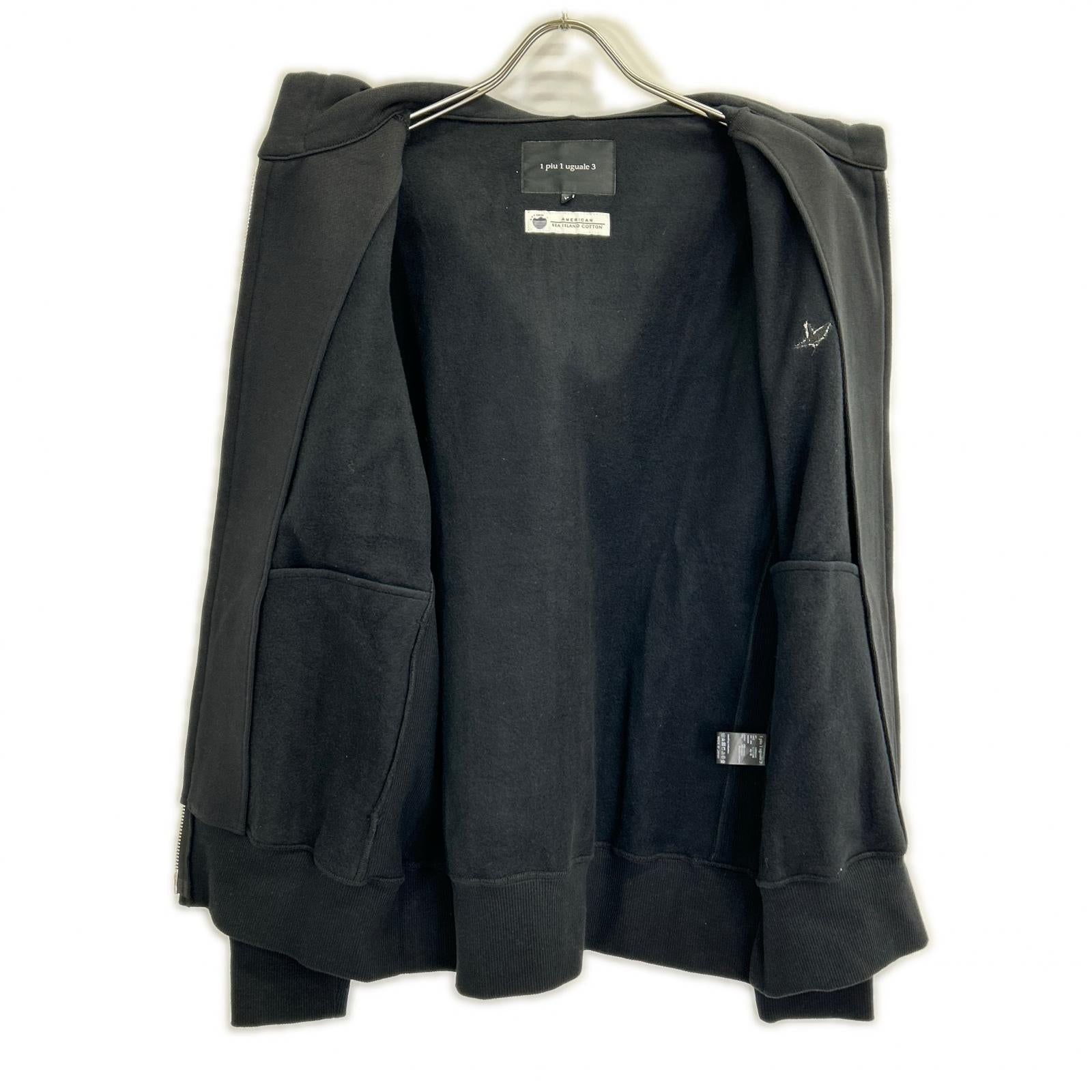 MRB659-COT396 BLACK SIC ZIP HOODED Side Rib Knit Zip-Up Parka Jacket Tops VII Men's