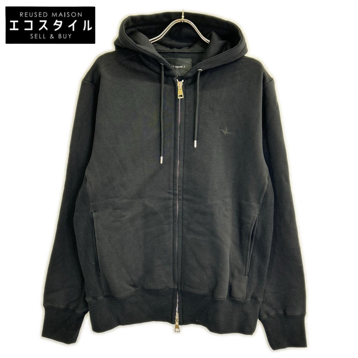 MRB659-COT396 黑色 SIC ZIP HOODED 侧边罗纹针织拉链连帽衫 夹克 上衣 VII 男士