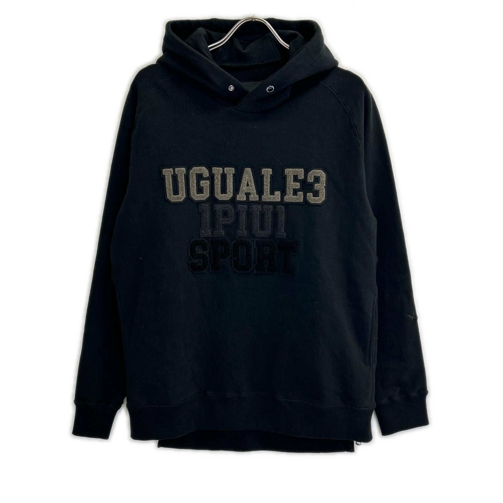 1piu1uguale3 ウノピゥウノウグァーレトレ 【SPORT】CM055-MN01 ブラック CLASSIC SWEAT SIDE ZIP PO PARKA サイドジップパーカフーディ トップス