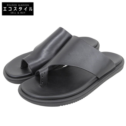 1piu1uguale3 ウノピゥウノウグァーレトレ 新品同様 THUMB SANDAL レザーフラットサンダル シューズ メンズ 黒 ブラック 41 MRG591-COW164 シューズ