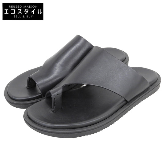 1piu1uguale3 ウノピゥウノウグァーレトレ 新品同様 THUMB SANDAL レザーフラットサンダル シューズ メンズ 黒 ブラック 41 MRG591-COW164 シューズ