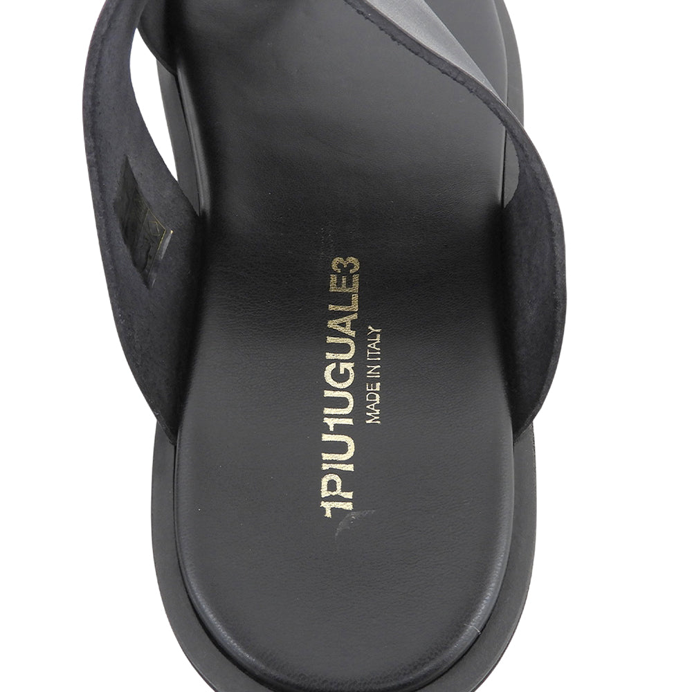 1piu1uguale3 ウノピゥウノウグァーレトレ 新品同様 THUMB SANDAL レザーフラットサンダル シューズ メンズ 黒 ブラック 41 MRG591-COW164 シューズ