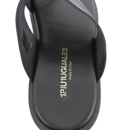 1piu1uguale3 ウノピゥウノウグァーレトレ 新品同様 THUMB SANDAL レザーフラットサンダル シューズ メンズ 黒 ブラック 41 MRG591-COW164 シューズ