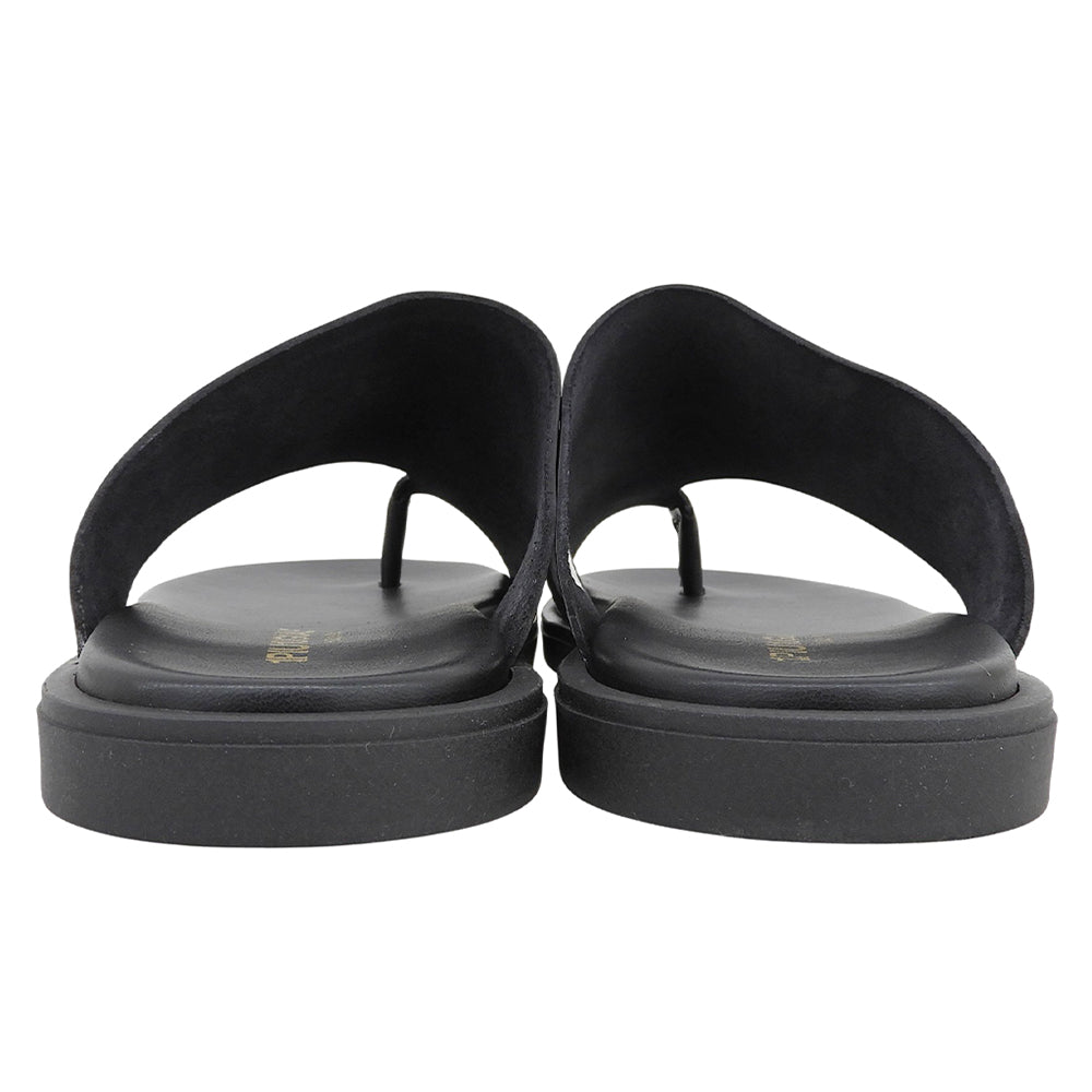 1piu1uguale3 ウノピゥウノウグァーレトレ 新品同様 THUMB SANDAL レザーフラットサンダル シューズ メンズ 黒 ブラック 41 MRG591-COW164 シューズ