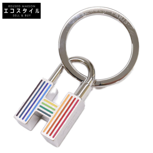 HERMES エルメス 【新品同様】H077309FP クイズ・レインボー Hモチーフ カデナ キーリング
