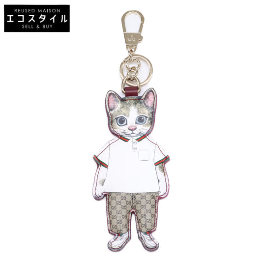 GUCCI 古驰 x 樋口裕子 【几乎全新/日本限定】844247 GG图案 猫咪 BORIS 钥匙扣