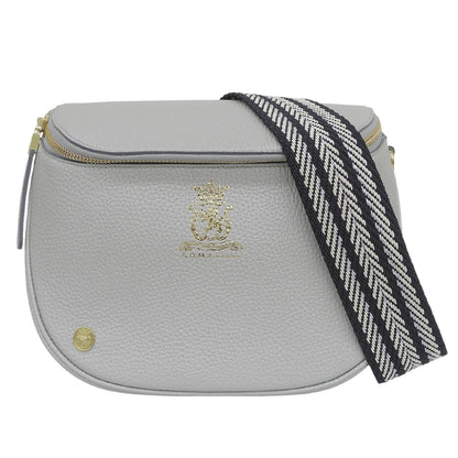 A.D.M.J. Accessoires De Mademoiselle ADMJ 新品同様 牛革シュリンク型押し クロスボディバッグ ショルダーバッグ レディース シルバー ショルダーバッグ