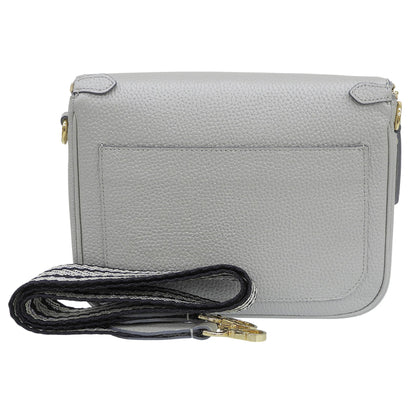 A.D.M.J. Accessoires De Mademoiselle ADMJ 新品同様 牛革シュリンク型押し クロスボディバッグ ショルダーバッグ レディース シルバー ショルダーバッグ