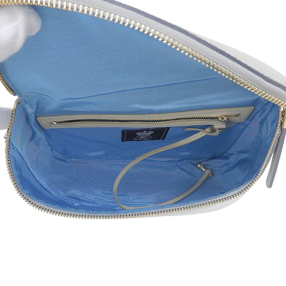 A.D.M.J. Accessoires De Mademoiselle ADMJ 新品同様 牛革シュリンク型押し クロスボディバッグ ショルダーバッグ レディース シルバー ショルダーバッグ