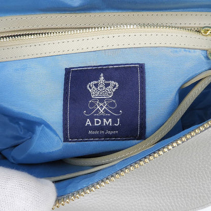 A.D.M.J. Accessoires De Mademoiselle ADMJ 新品同様 牛革シュリンク型押し クロスボディバッグ ショルダーバッグ レディース シルバー ショルダーバッグ