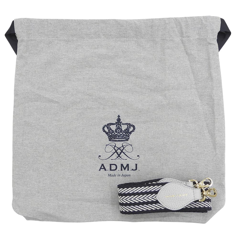 A.D.M.J. Accessoires De Mademoiselle ADMJ 新品同様 牛革シュリンク型押し クロスボディバッグ ショルダーバッグ レディース シルバー ショルダーバッグ