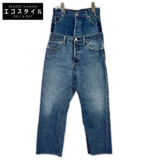QUIITO Q24A-T018 Indigo Remake Double Waist Denim Pants Bottoms
