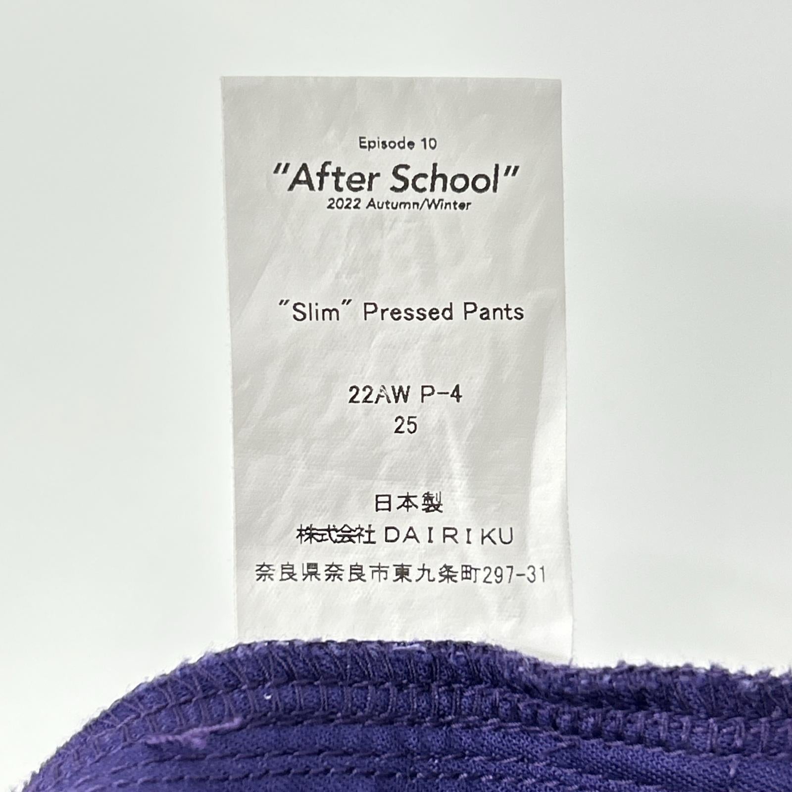 22AW ﾊﾟｰﾌﾟﾙ Slim Pressed Pants ボトムス 25 レディース
