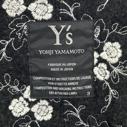 Y's YL-J25-830 黑色 丝绸×羊毛 植物图案 填充1扣夹克 夹克
