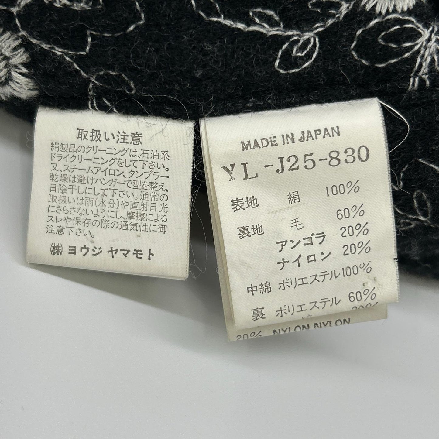 Y's YL-J25-830 黑色 丝绸×羊毛 植物图案 填充1扣夹克 夹克