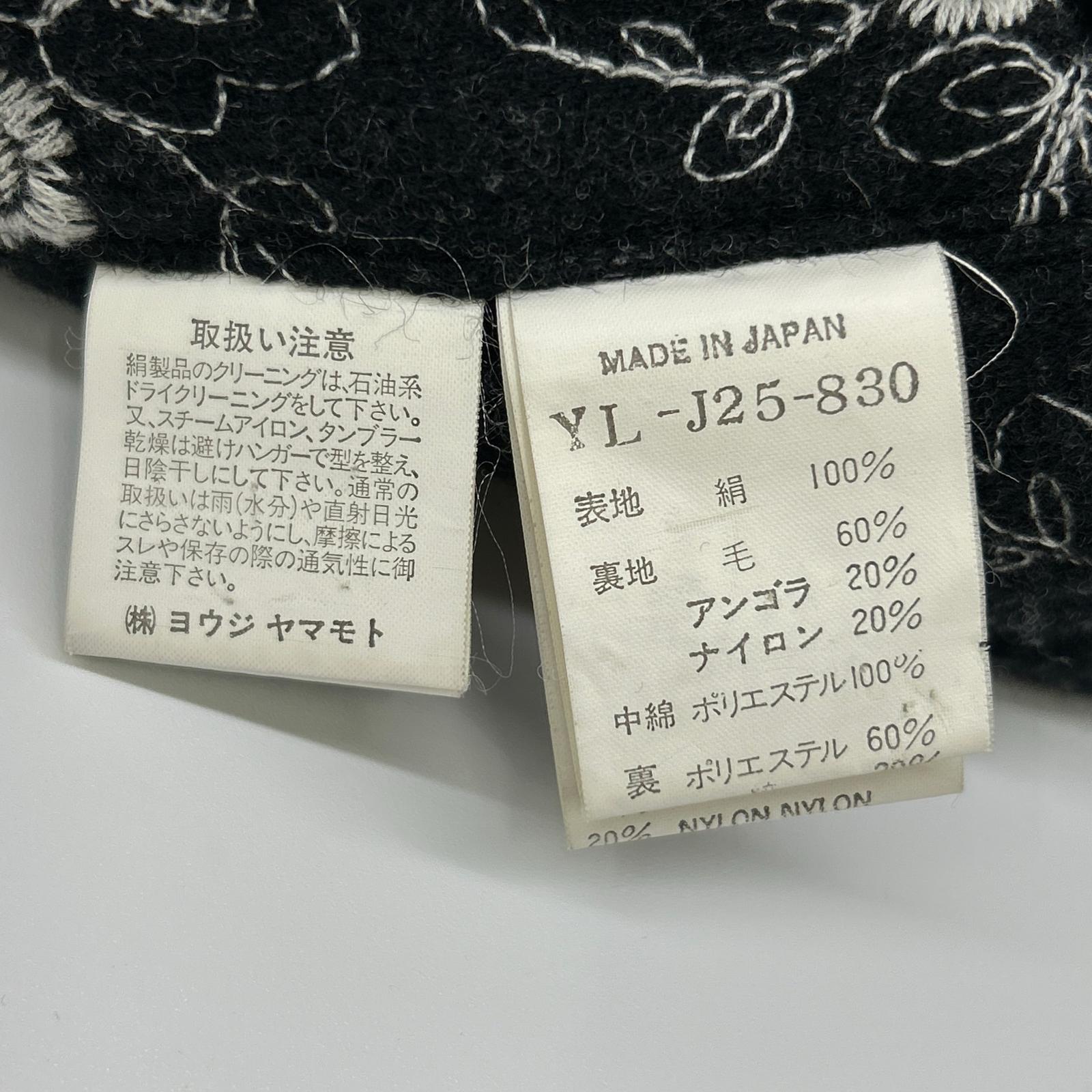 Y's YL-J25-830 黑色 丝绸×羊毛 植物图案 填充1扣夹克 夹克