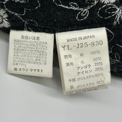 Y's YL-J25-830 黑色 丝绸×羊毛 植物图案 填充1扣夹克 夹克