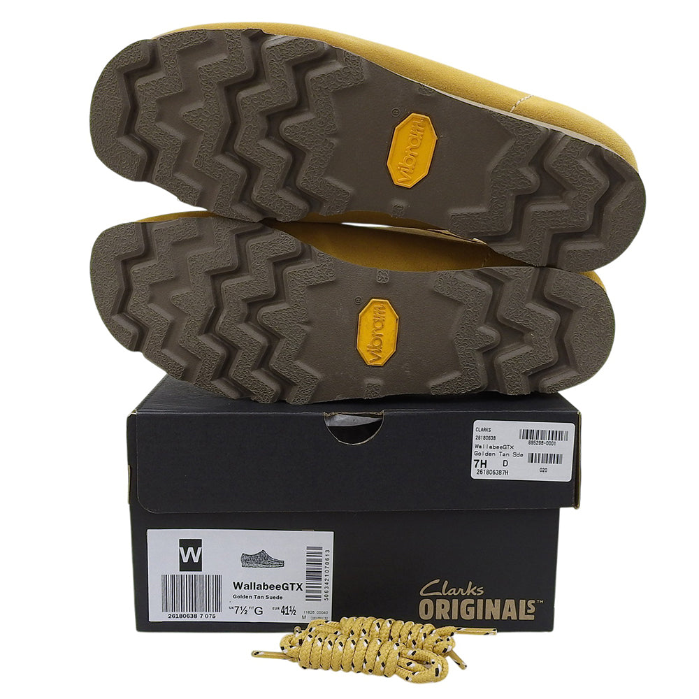 Clarks クラークス 新品同様 ゴールデンタン スエード ワラビー ゴアテックス シューズ メンズ イエロー 7 1/2 26180638 シューズ