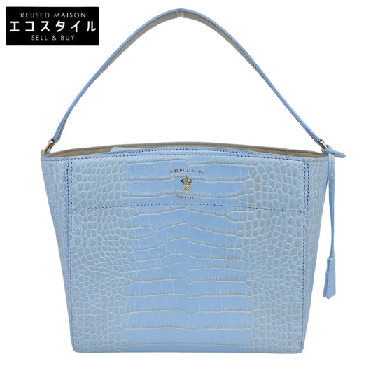 A.D.M.J. Accessoires De Mademoiselle ADMJ Like New Croco-Embossed Leather Handbag Light Blue 21AW01026 Handbag