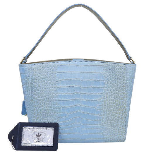 A.D.M.J. Accessoires De Mademoiselle ADMJ Like New Croco-Embossed Leather Handbag Light Blue 21AW01026 Handbag