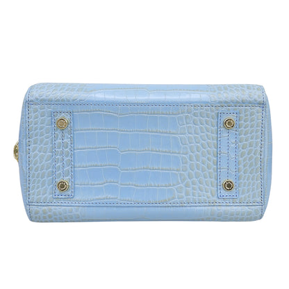 A.D.M.J. Accessoires De Mademoiselle ADMJ 新品同様 クロコ型押し レザー ハンドバッグ レディース ライトブルー 21AW01026 ハンドバッグ
