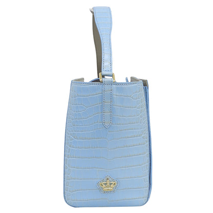 A.D.M.J. Accessoires De Mademoiselle ADMJ 新品同様 クロコ型押し レザー ハンドバッグ レディース ライトブルー 21AW01026 ハンドバッグ