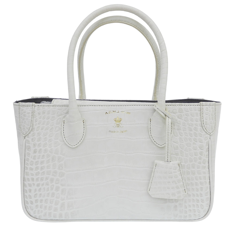 A.D.M.J. Accessoires De Mademoiselle ADMJ 新品同様 クロコ型押し ハンドバッグ レディース ホワイト ヒマラヤ 20AW01007 ハンドバッグ