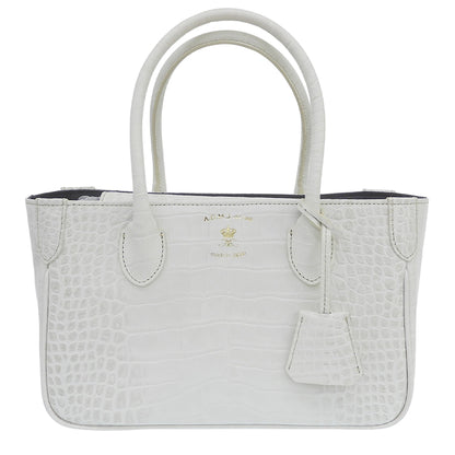 A.D.M.J. Accessoires De Mademoiselle ADMJ 新品同様 クロコ型押し ハンドバッグ レディース ホワイト ヒマラヤ 20AW01007 ハンドバッグ