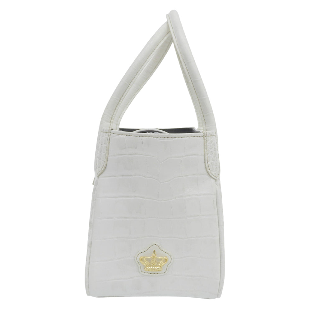 A.D.M.J. Accessoires De Mademoiselle ADMJ 新品同様 クロコ型押し ハンドバッグ レディース ホワイト ヒマラヤ 20AW01007 ハンドバッグ