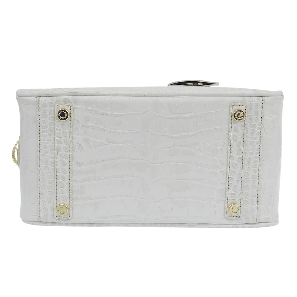 A.D.M.J. Accessoires De Mademoiselle ADMJ 新品同様 クロコ型押し ハンドバッグ レディース ホワイト ヒマラヤ 20AW01007 ハンドバッグ