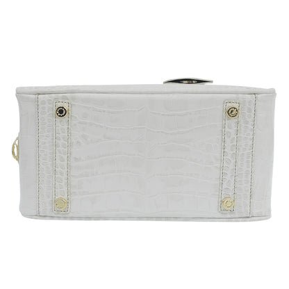 A.D.M.J. Accessoires De Mademoiselle ADMJ 新品同様 クロコ型押し ハンドバッグ レディース ホワイト ヒマラヤ 20AW01007 ハンドバッグ